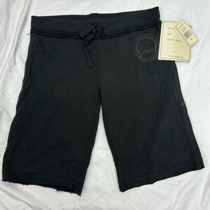 Cocoa Black Cotton Terry Skimmer Shorts with Drawstring Size Small
